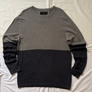 Prana Two-Tone Gray and Black Crewneck Sweater